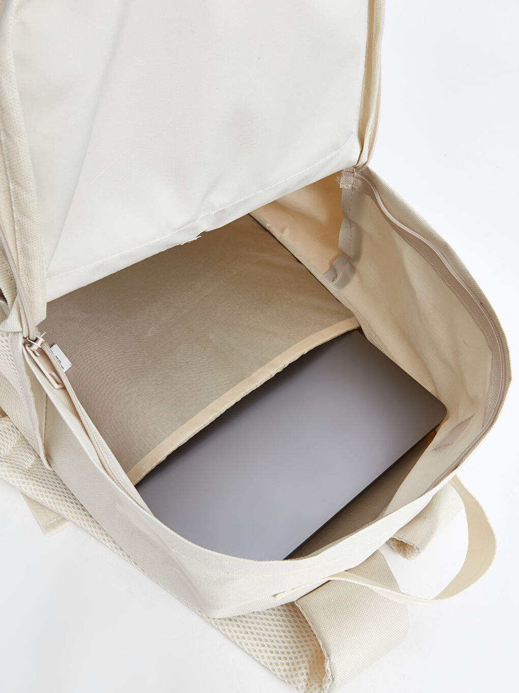Bej Çok Bölmeli Kadın Sırt Çantası-7