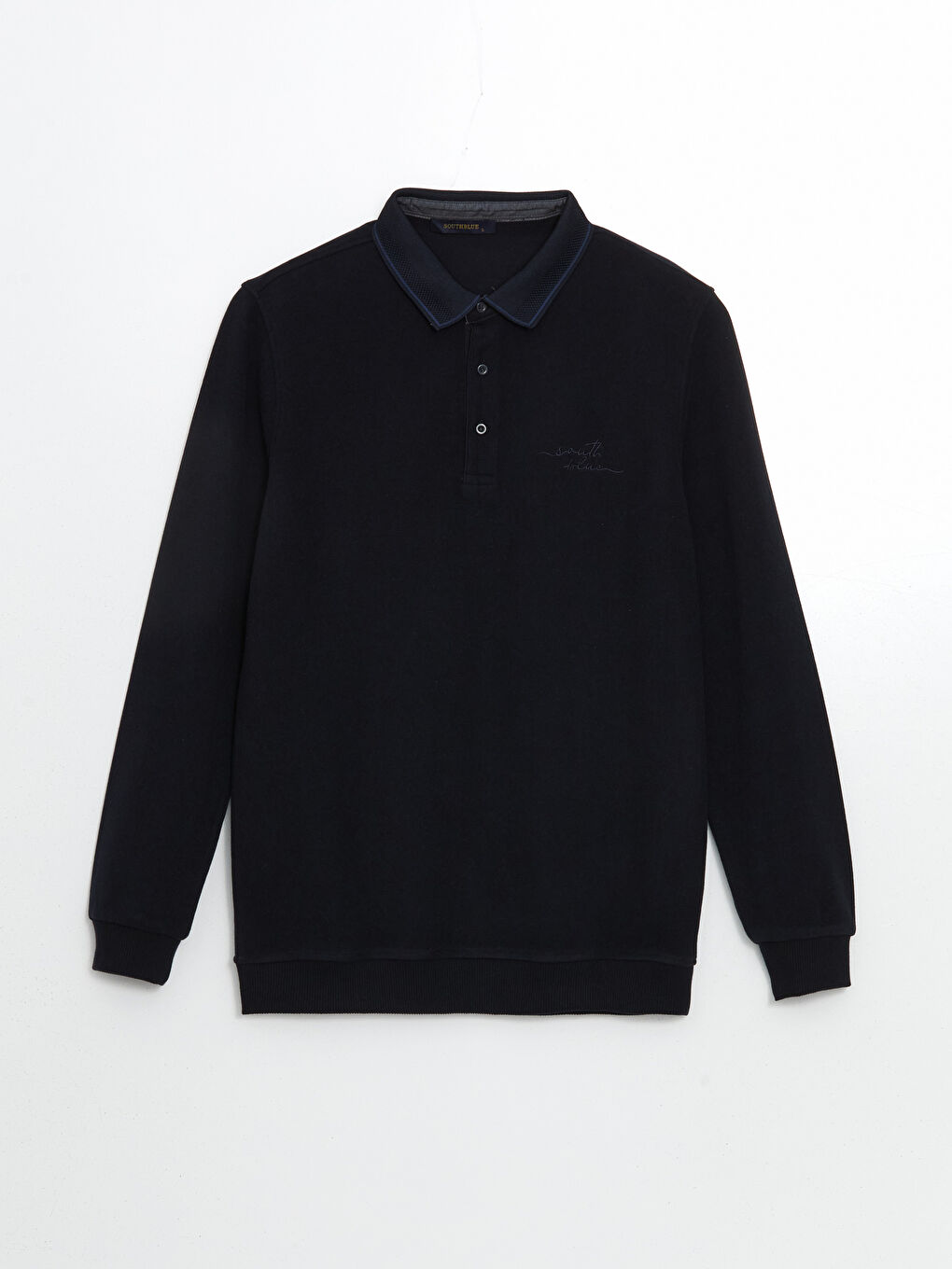 Polo Neck Long Sleeve Embroidered Men's Sweatshirt -W4M096Z8-RFH