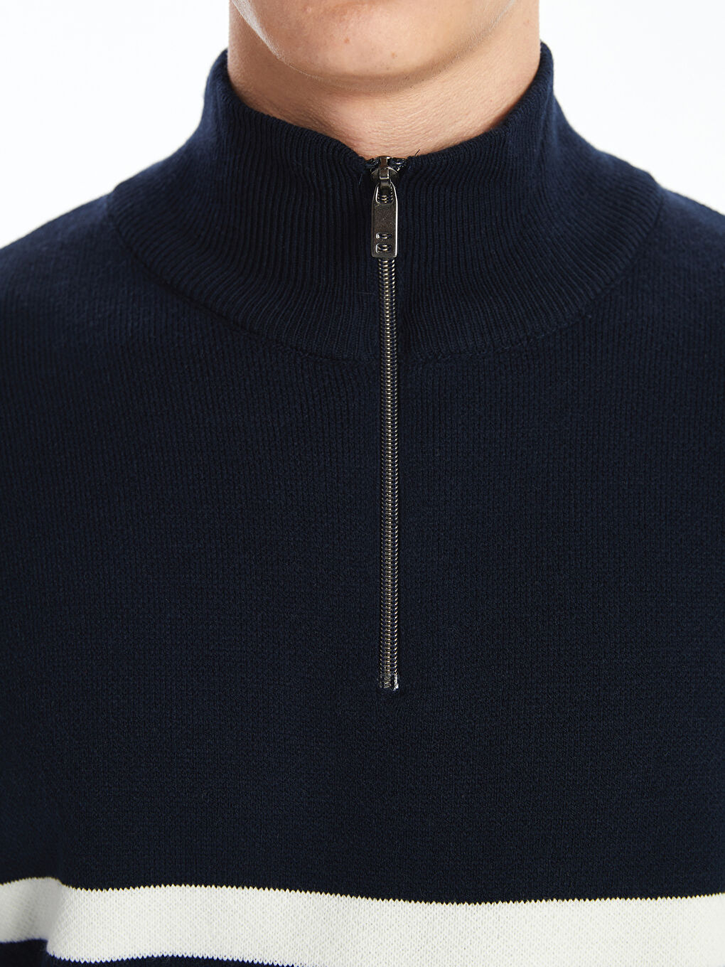 XSIDE Funnel Neck Long Sleeve Striped Men's Knitwear Sweater -W58409Z8-YH3