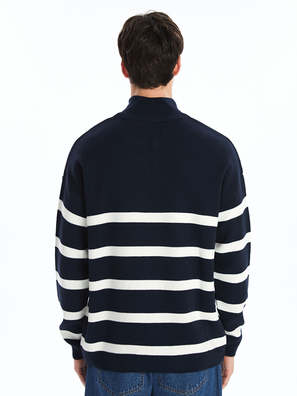 XSIDE Funnel Neck Long Sleeve Striped Men's Knitwear Sweater -W58409Z8-YH3