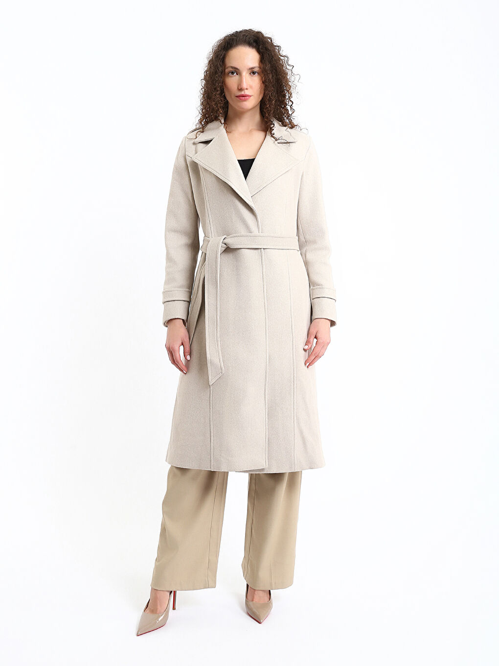Women's Shirt Collar Plain Stash Coat