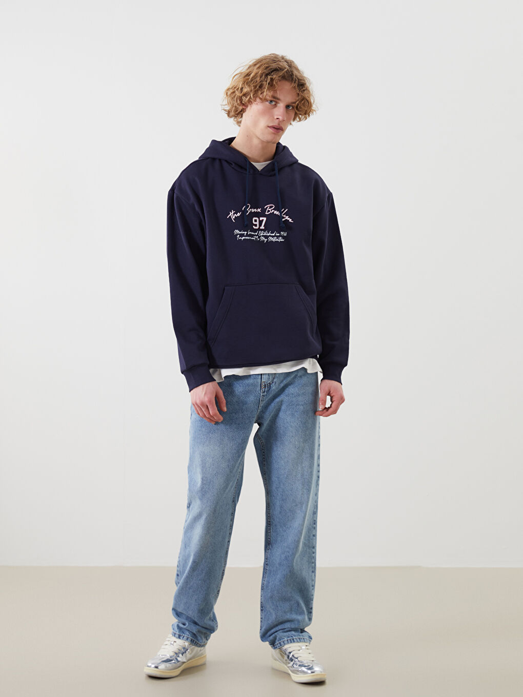 هودي مطبوع كم طويل للرجال-1