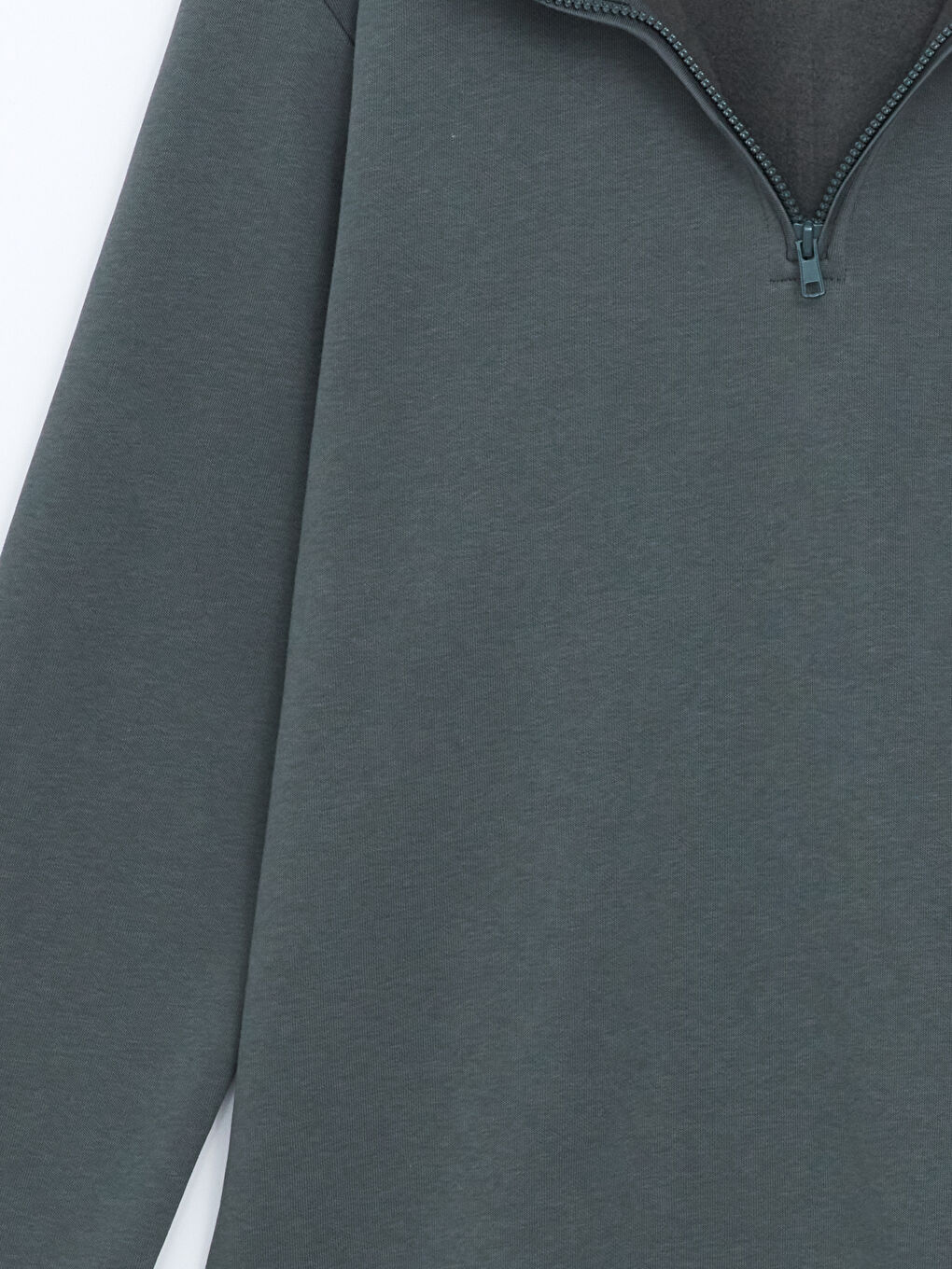 Yeşil Dik Yaka Uzun Kollu Erkek Kalın Sweatshirt-10