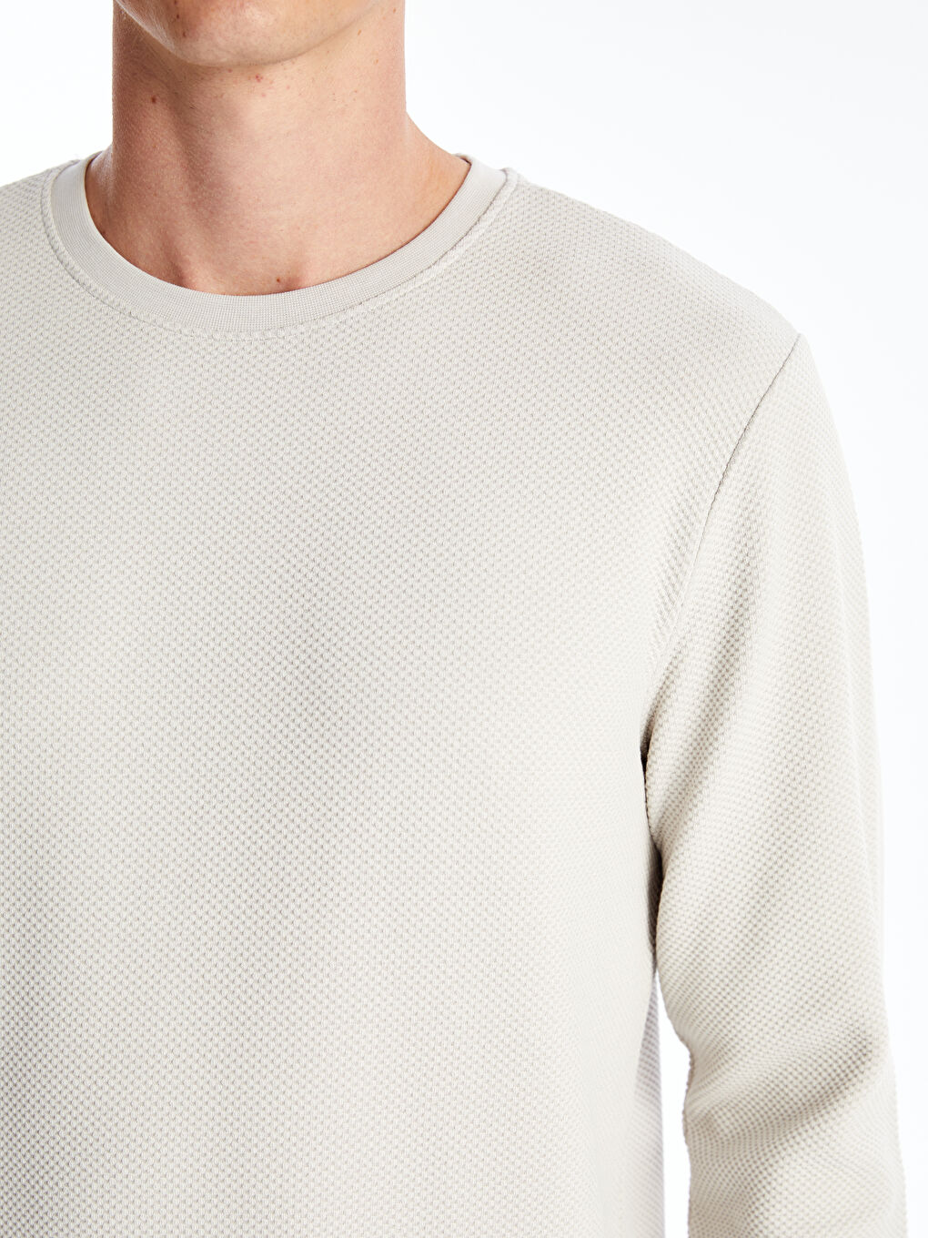 Crew Neck Long Sleeve Men's Textured Sweatshirt-5