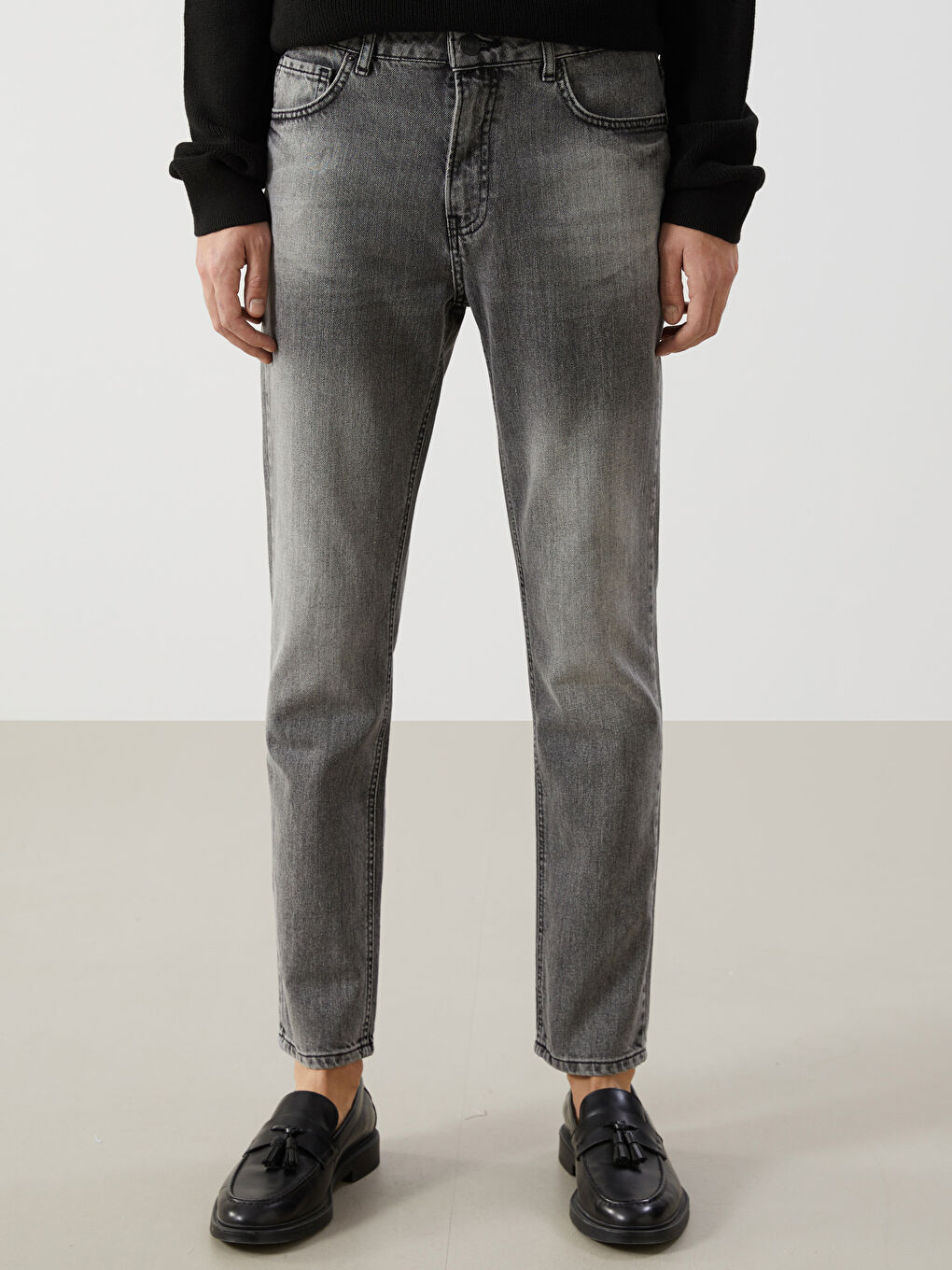 Antrasit Slim Fit Erkek Jean Pantolon-1