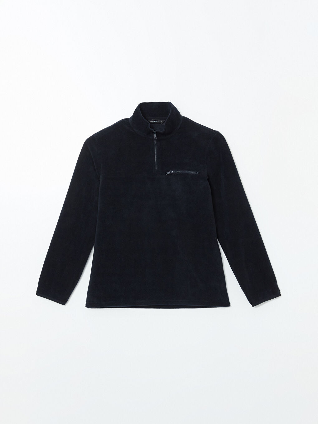 Lacivert Dik Yaka Uzun Kollu Polar Erkek Sweatshirt-4