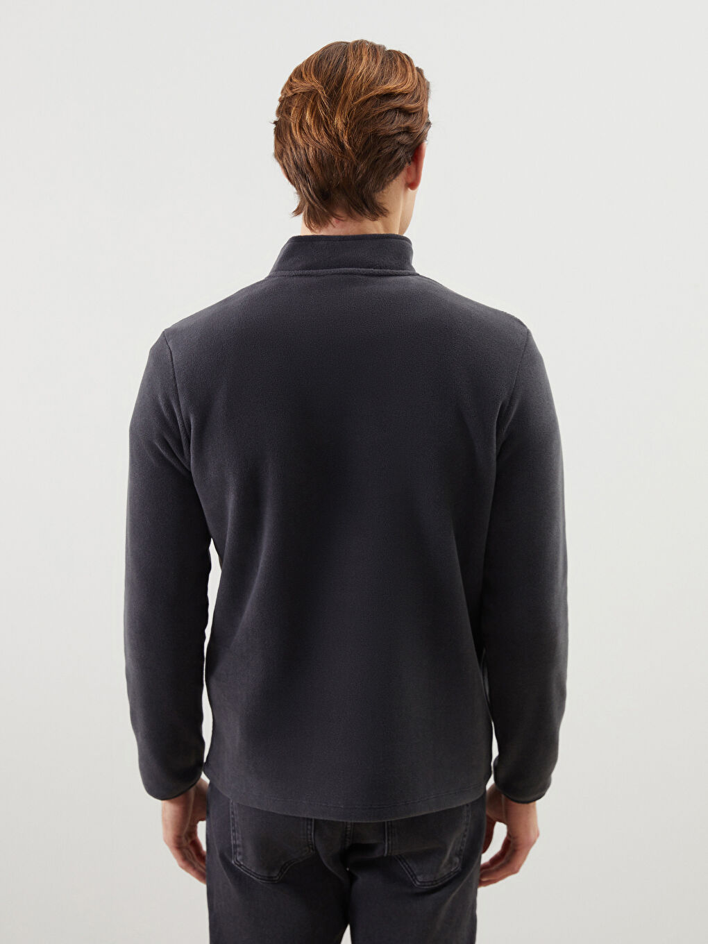 LCWAIKIKI Basic Antrasit Dik Yaka Uzun Kollu Polar Erkek Sweatshirt - 3