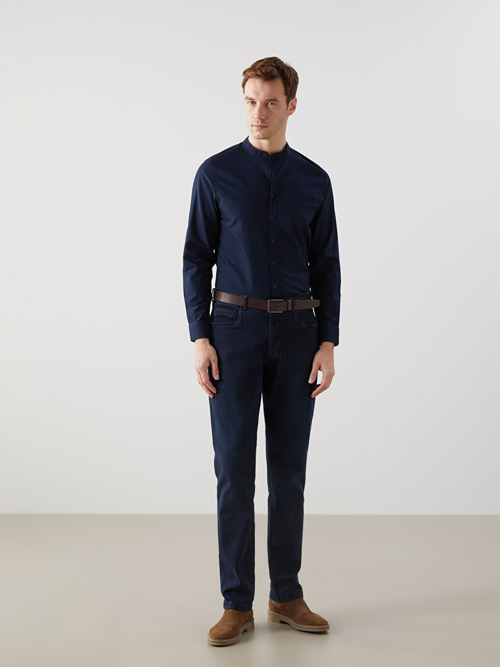 Regular Fit Long Sleeve Oxford Men's Shirt -W4M186Z8-RFH