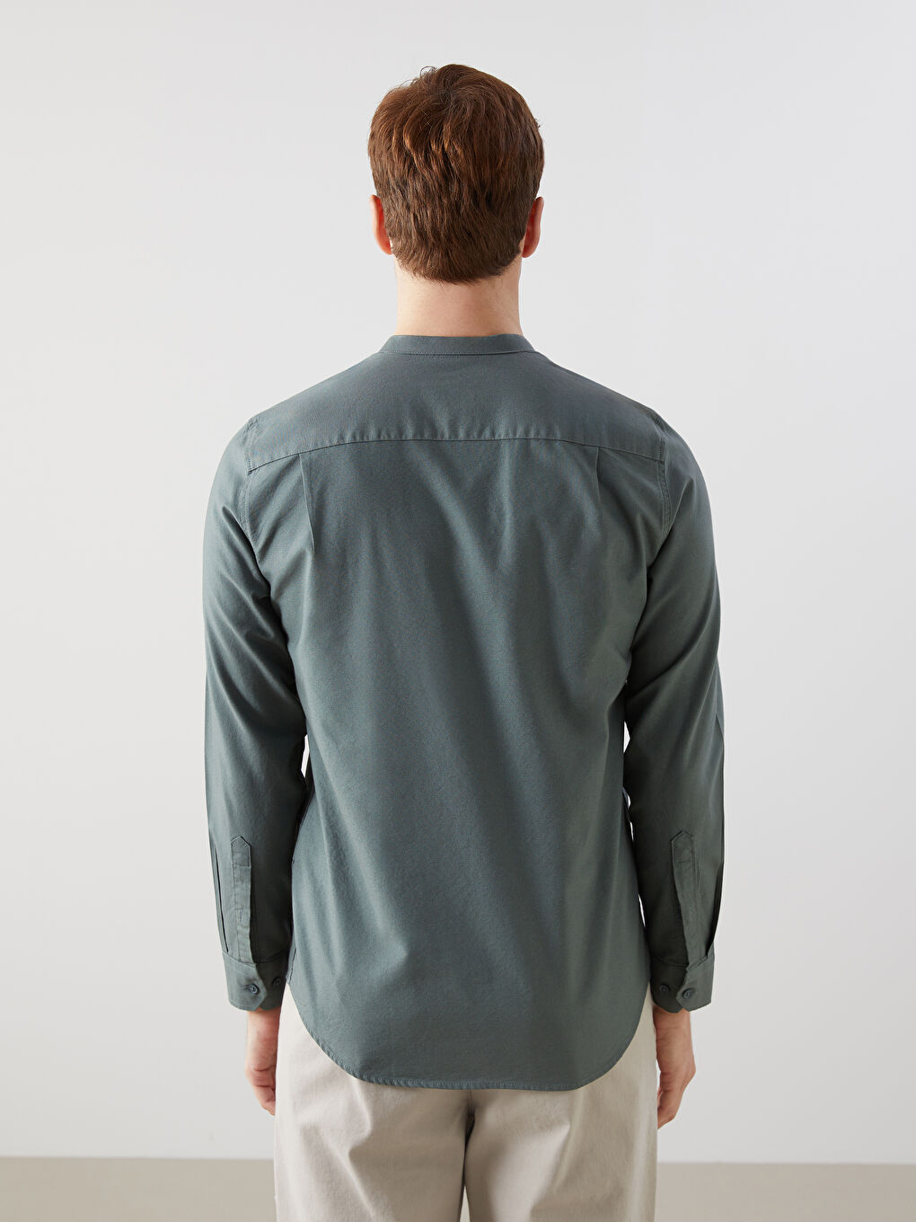 Yeşil Regular Fit Uzun Kollu Oxford Erkek Gömlek-3