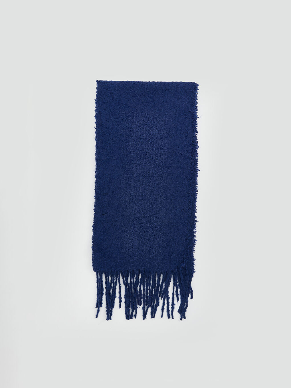 Lacivert Düz Püsküllü Kadın Atkı-1