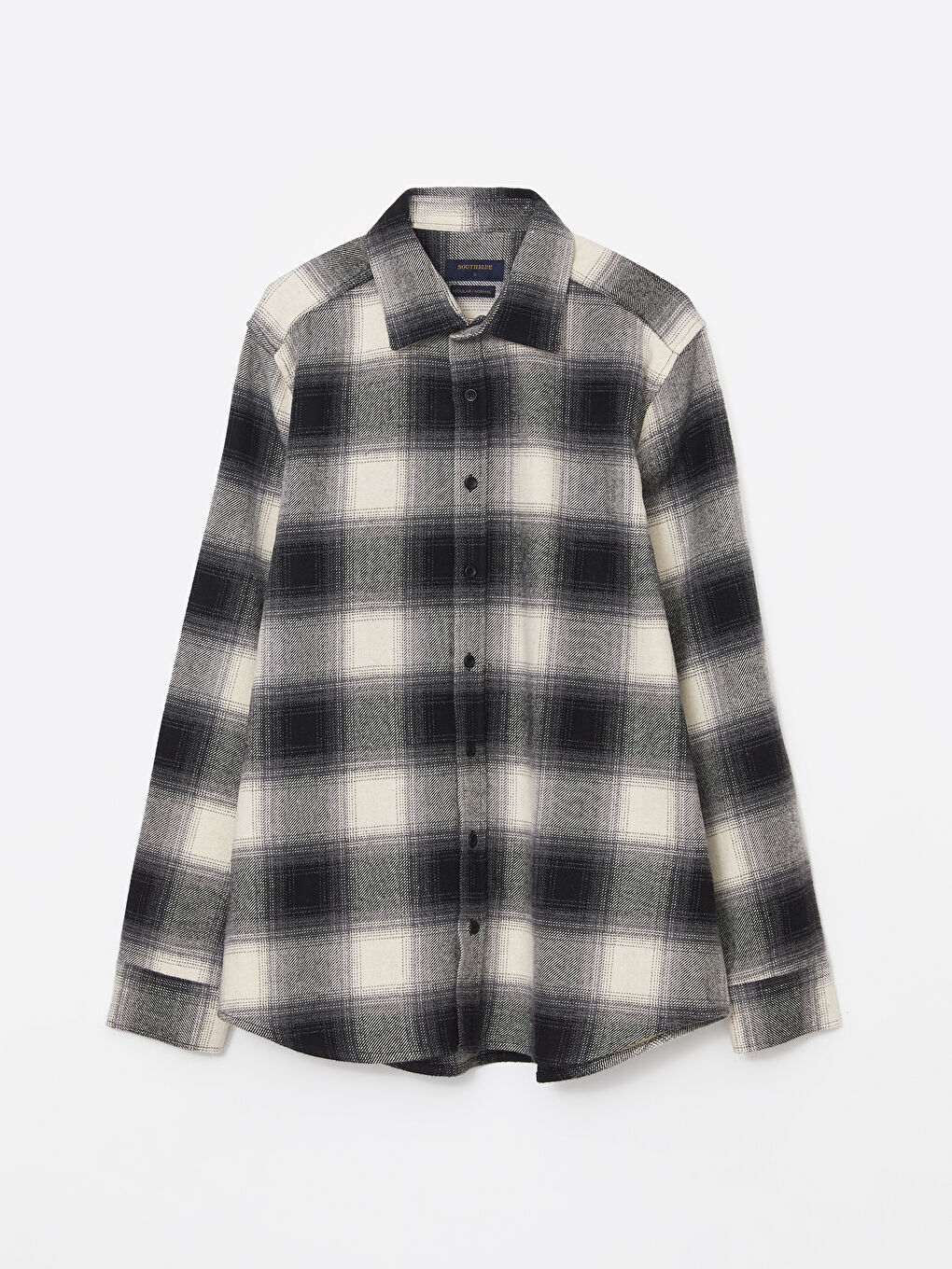 Siyah Regular Fit Uzun Kollu Ekose Armürlü Erkek Gömlek-4