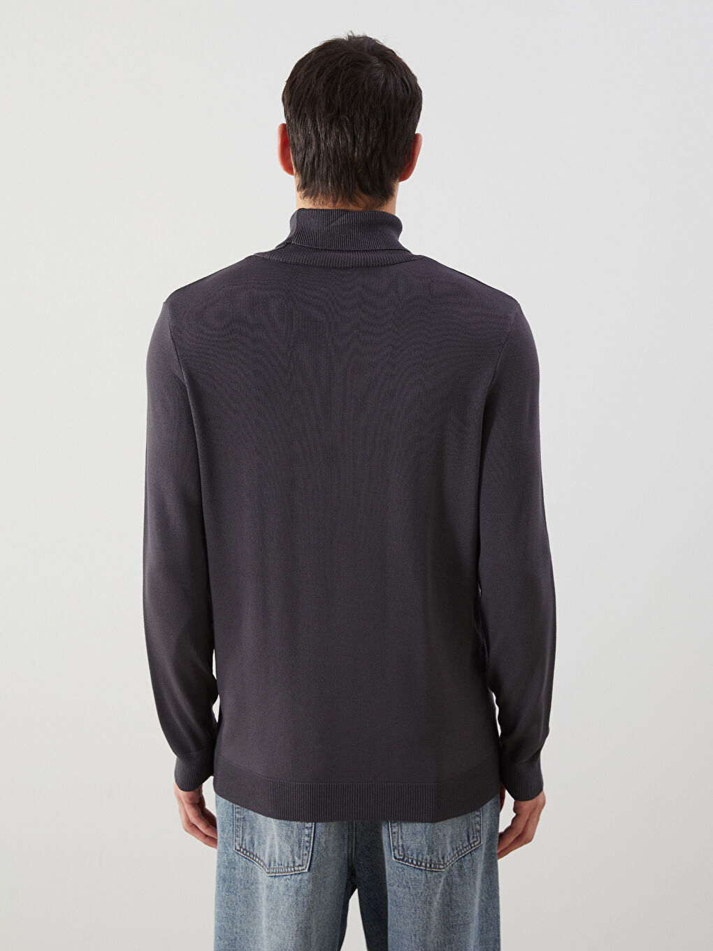 Turtleneck Long Sleeve Men's Tricot Sweater -W4M211Z8-CWN