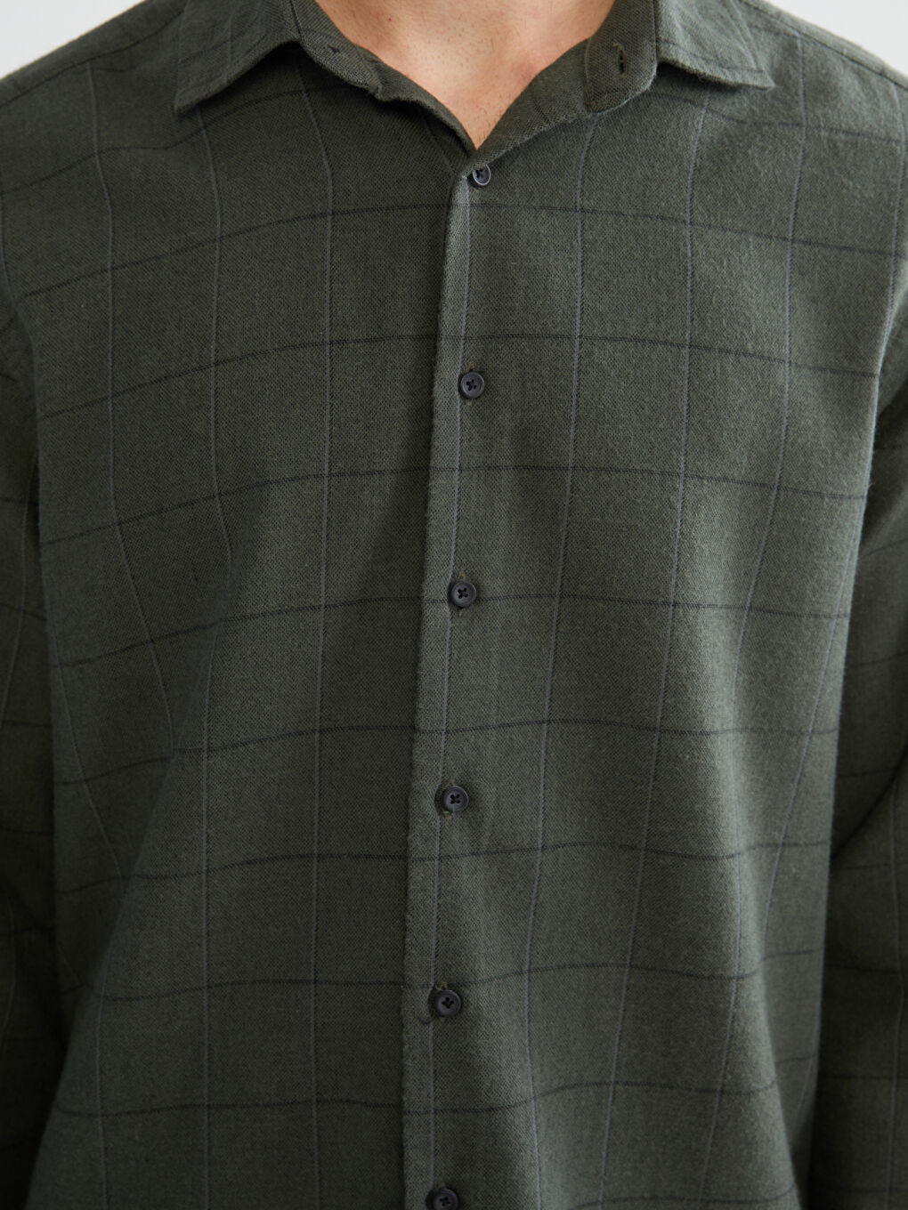 Haki Regular Fit Uzun Kollu Ekose Erkek Gömlek-2