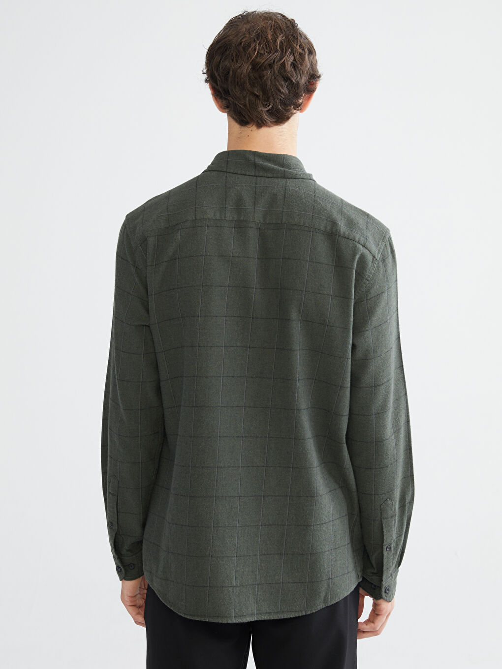 Haki Regular Fit Uzun Kollu Ekose Erkek Gömlek-3