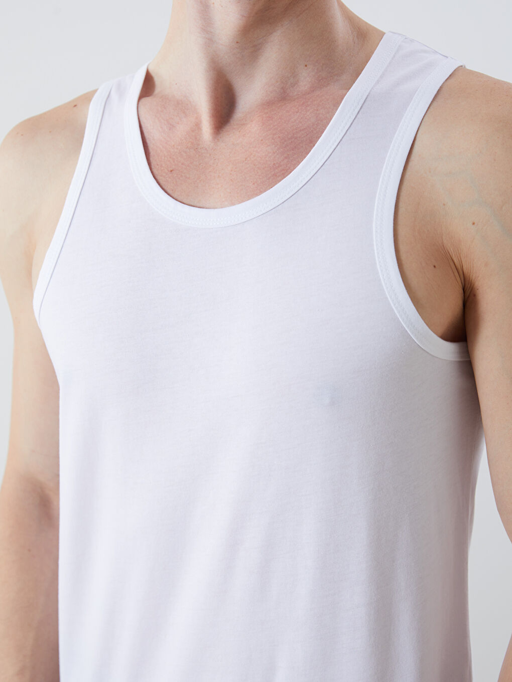 Beyaz U Yaka Penye Erkek Atlet 3'lü-2