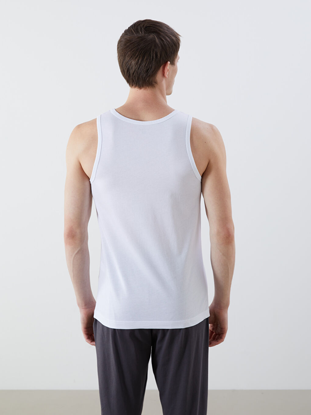 Beyaz U Yaka Penye Erkek Atlet 3'lü-5