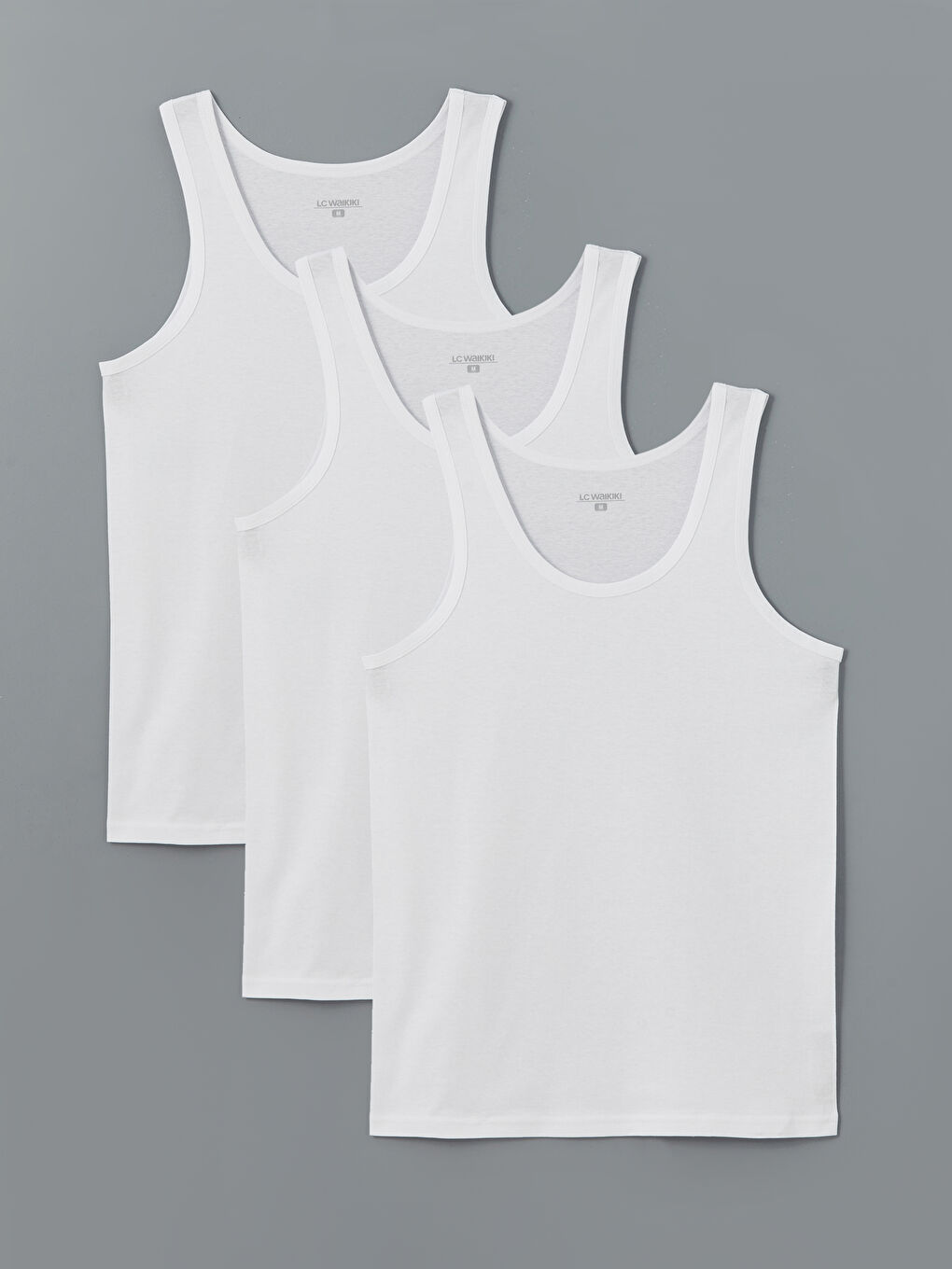 Beyaz U Yaka Penye Erkek Atlet 3'lü-6