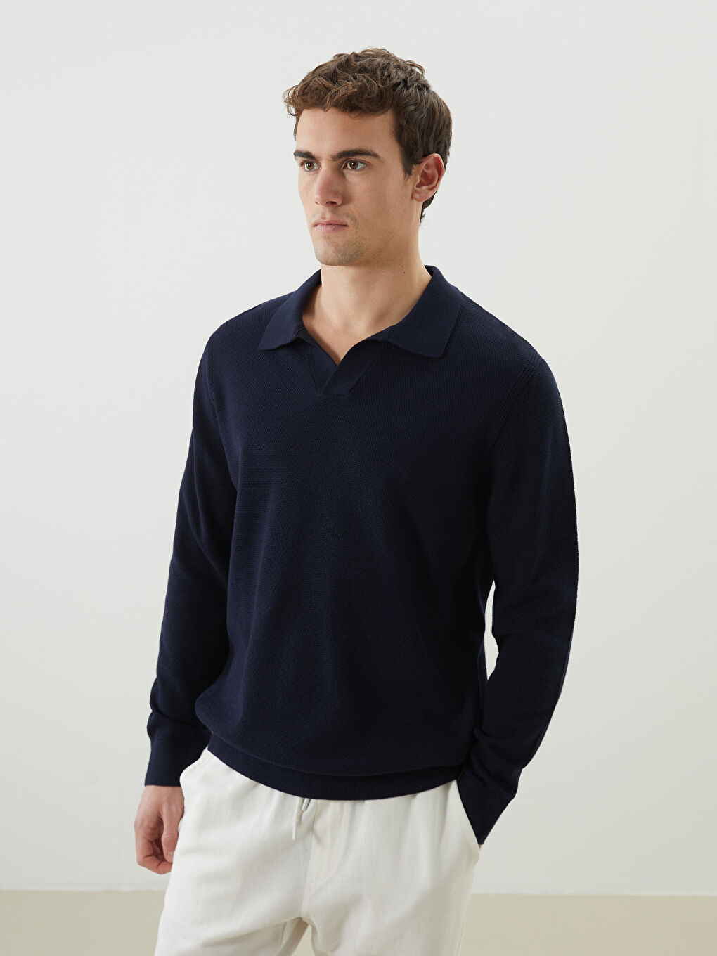 SOUTHBLUE Polo Neck Long Sleeve Men's Knitwear Sweater -W4M225Z8-RFH