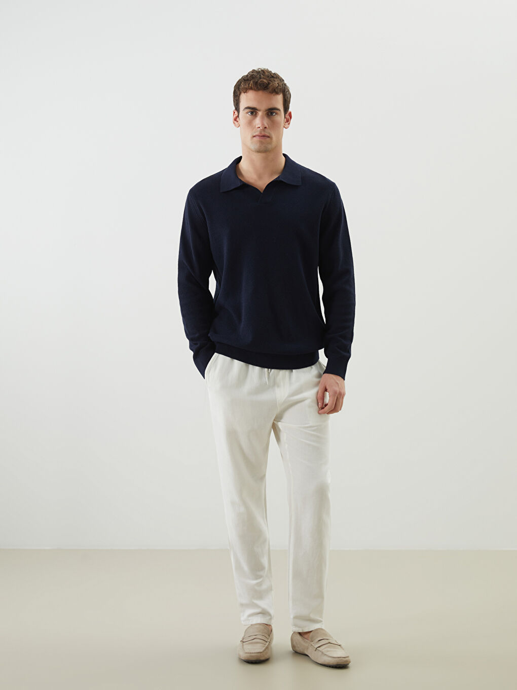 SOUTHBLUE Polo Neck Long Sleeve Men's Knitwear Sweater -W4M225Z8-RFH