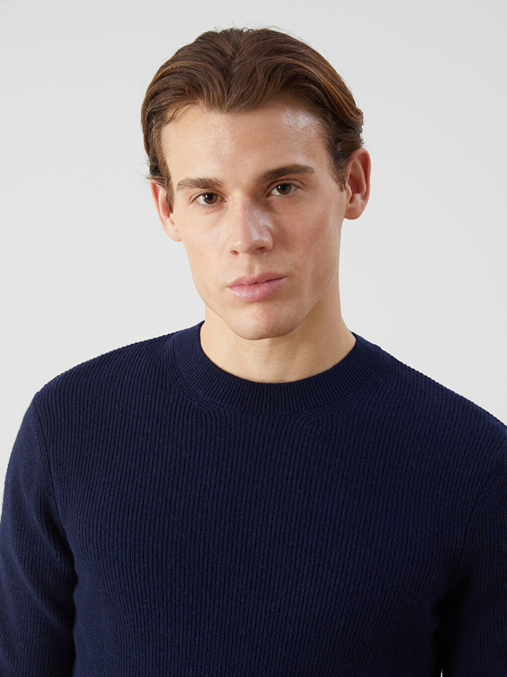 Lacivert Bisiklet Yaka Erkek Triko Kazak-2