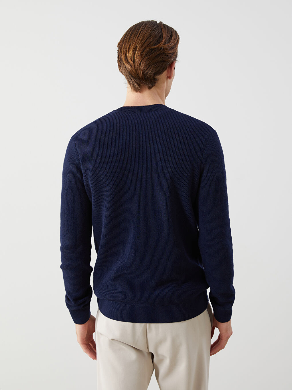 Lacivert Bisiklet Yaka Erkek Triko Kazak-3