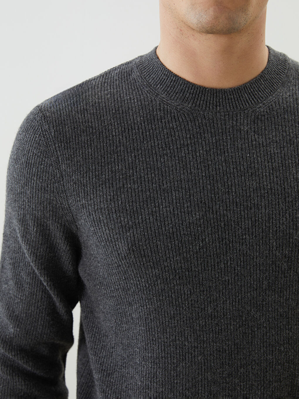 Antrasit Bisiklet Yaka Erkek Triko Kazak-2