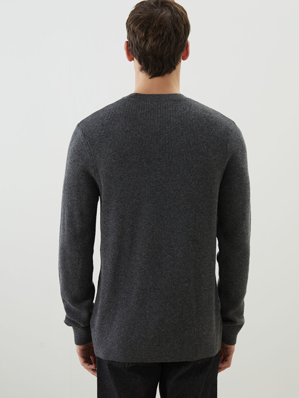 Antrasit Bisiklet Yaka Erkek Triko Kazak-3