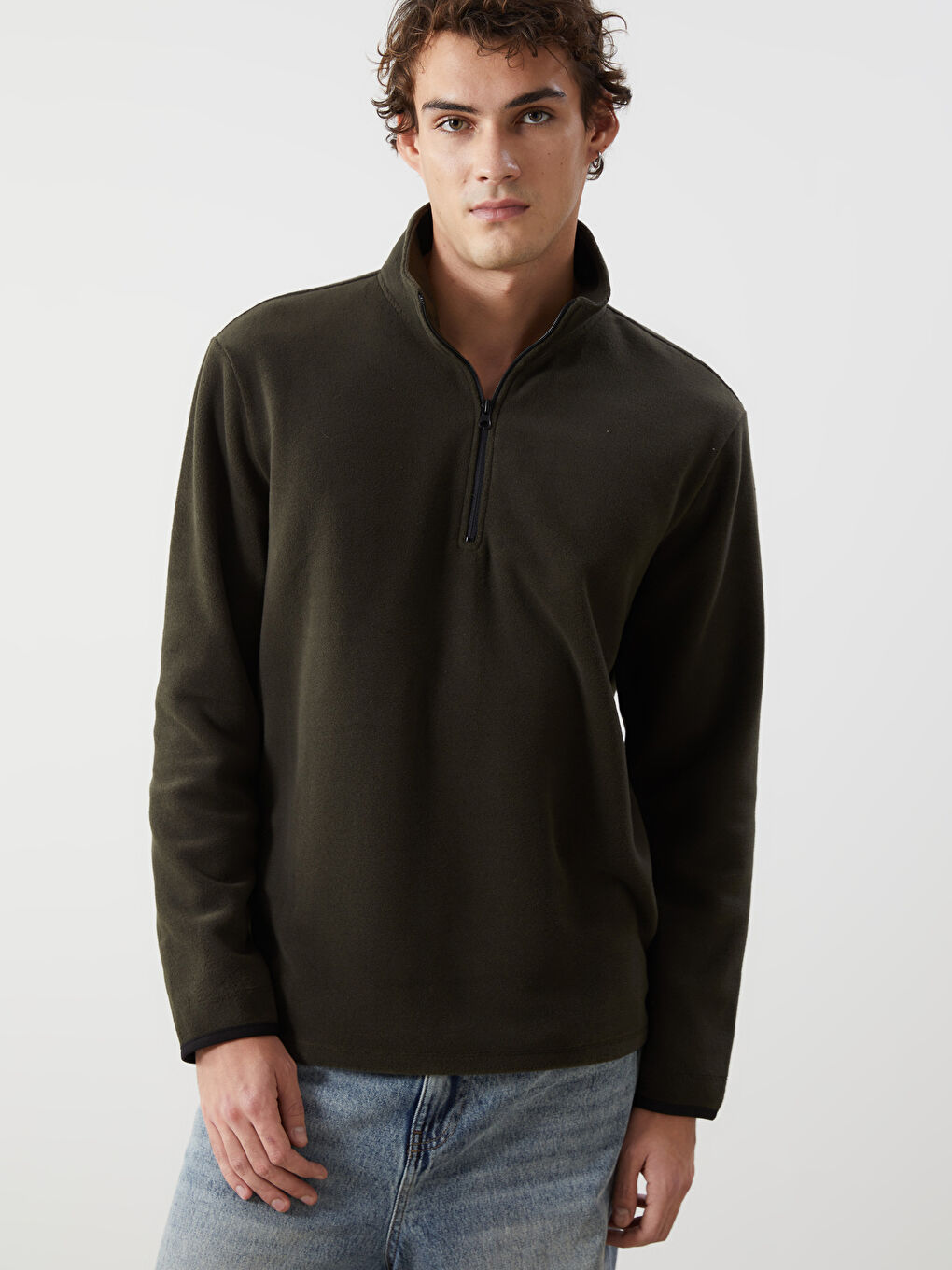Stand Collar Long Sleeve Fleece Men's Thick Sweatshirt -W4M238Z8-Z8X