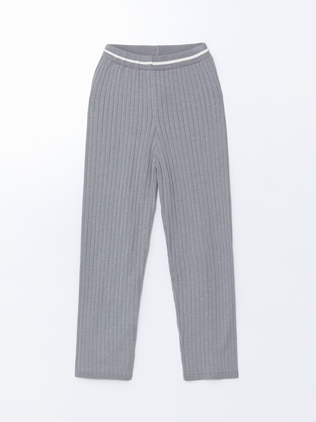 Gri Beli Lastikli Kız Çocuk Triko Tayt