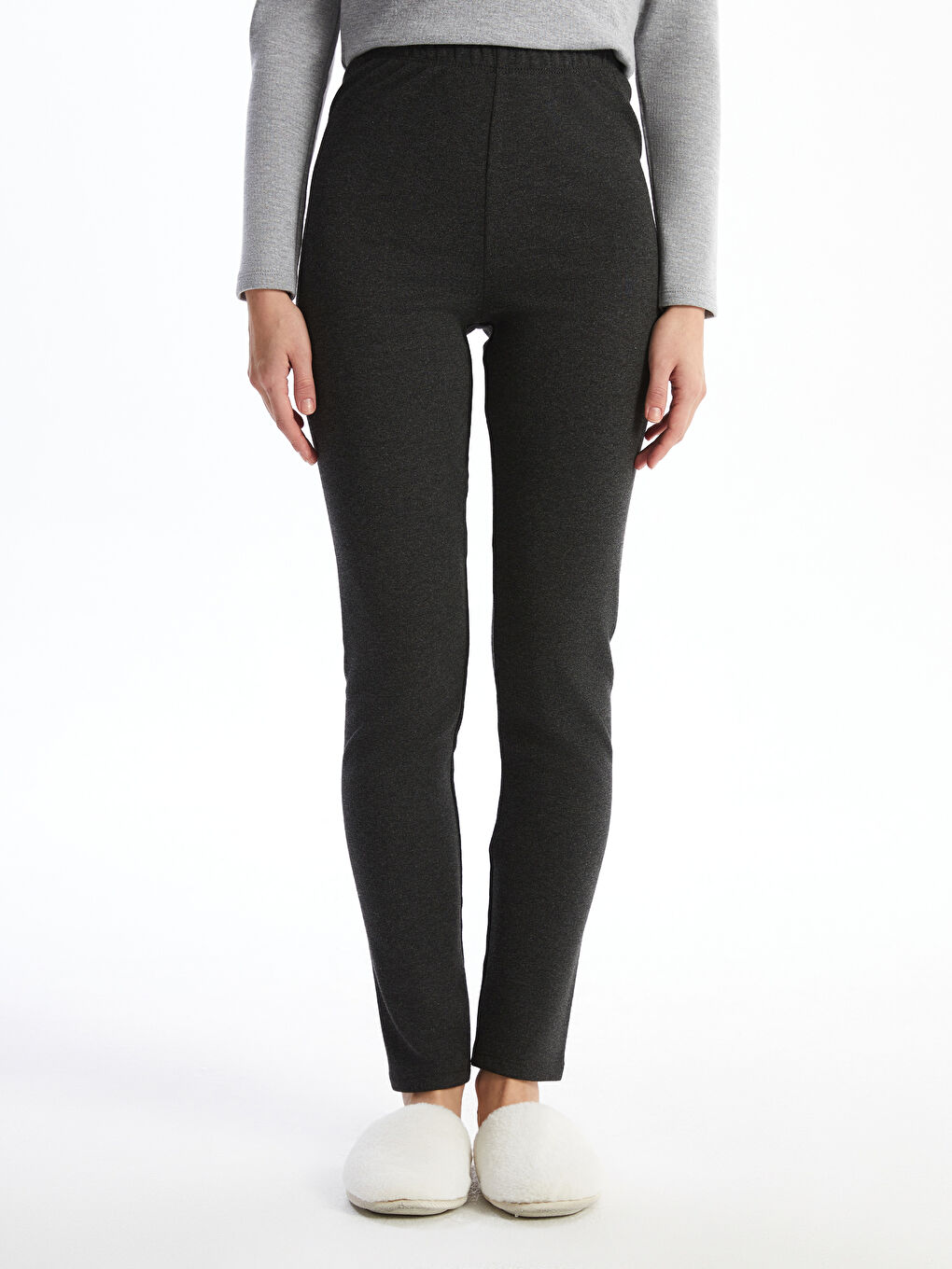 Women's Elasticated Waist Plain Base Layer Leggings-3