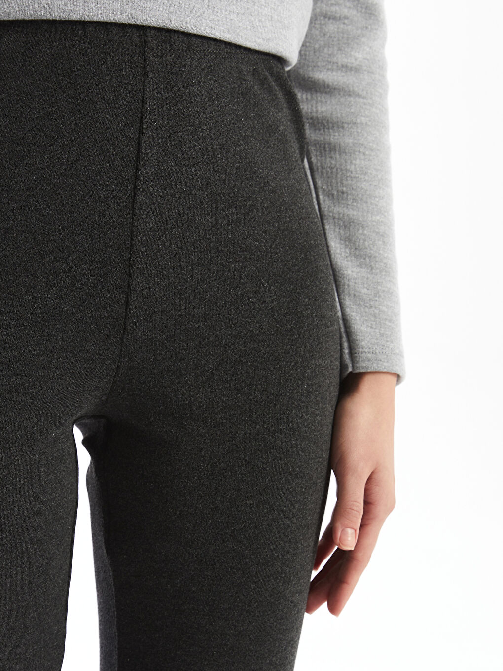 Women's Elasticated Waist Plain Base Layer Leggings-5