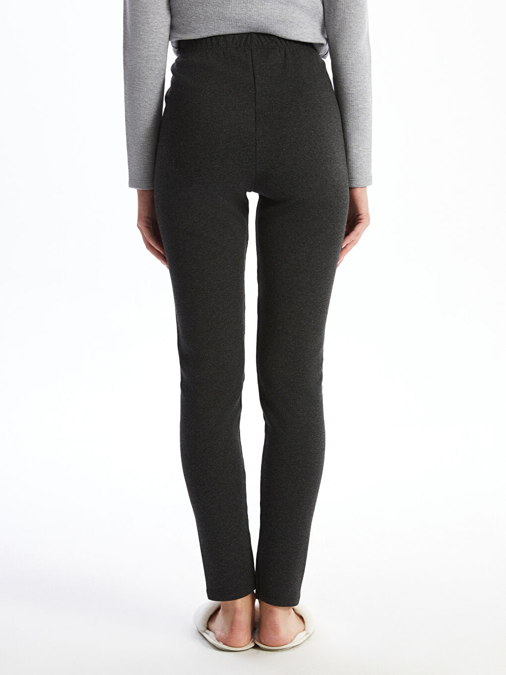 Women's Elasticated Waist Plain Base Layer Leggings-7