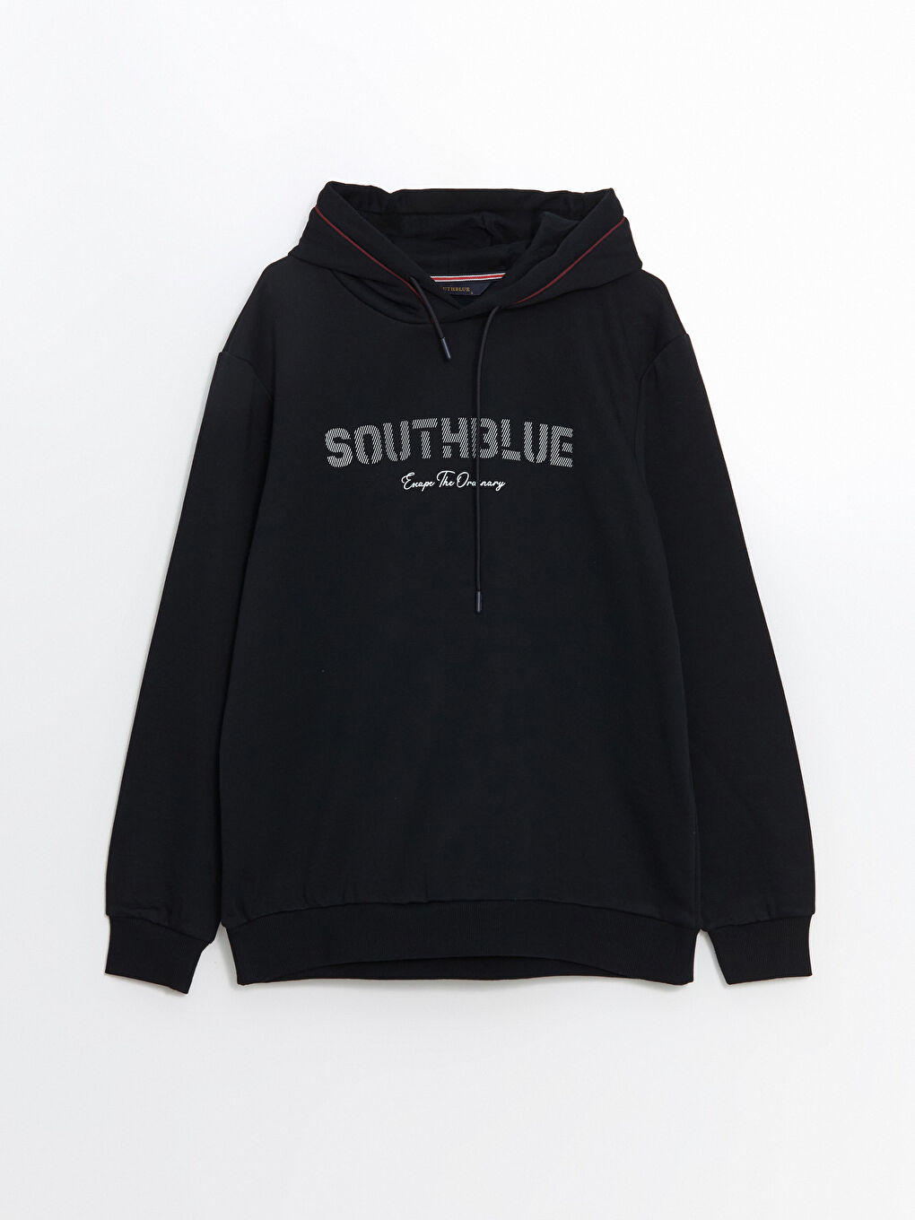 Lacivert Uzun Kollu Baskılı Erkek Hoodie-4