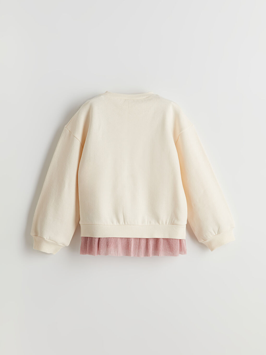 Ekru Kalp Baskılı Kız Çocuk Kalın Sweatshirt-1