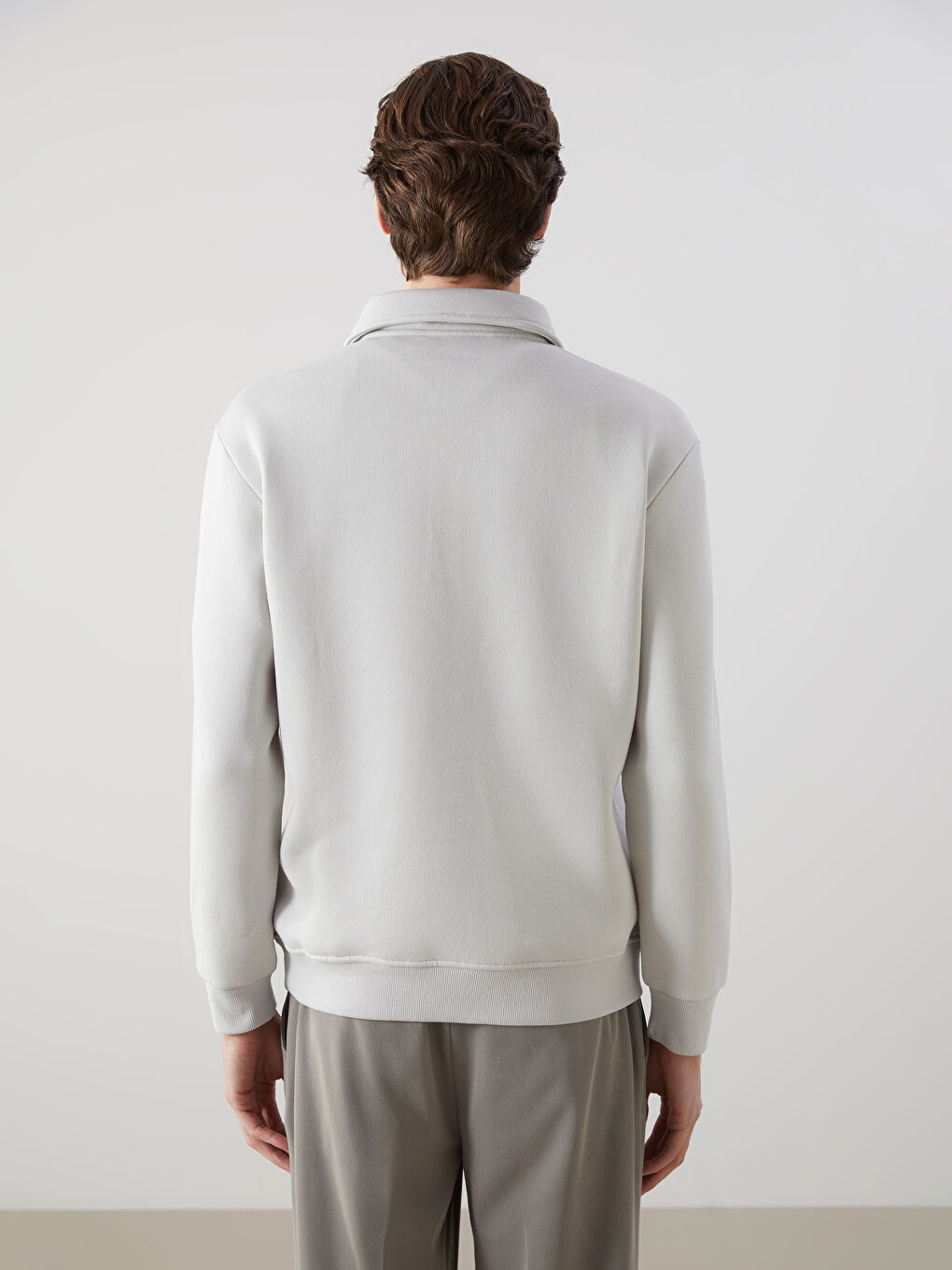 LCW Vision Bej Polo Yaka Uzun Kollu Erkek Sweatshirt - 3