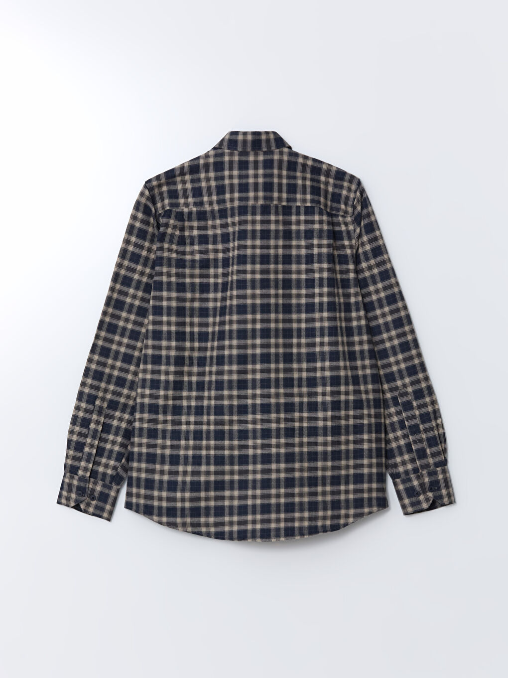 LCWAIKIKI Classic قميص رجال كم طويل كارو عادي غبردين -W59677Z8-LKQ