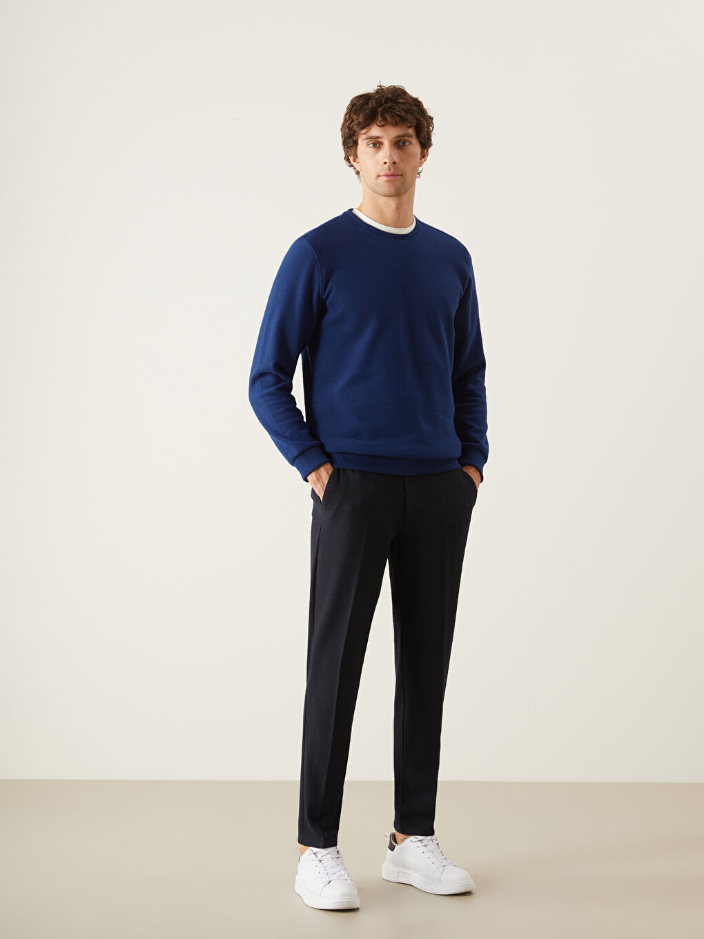 Crew Neck Long Sleeve Men's Sweatshirt -W4M290Z8-DGP
