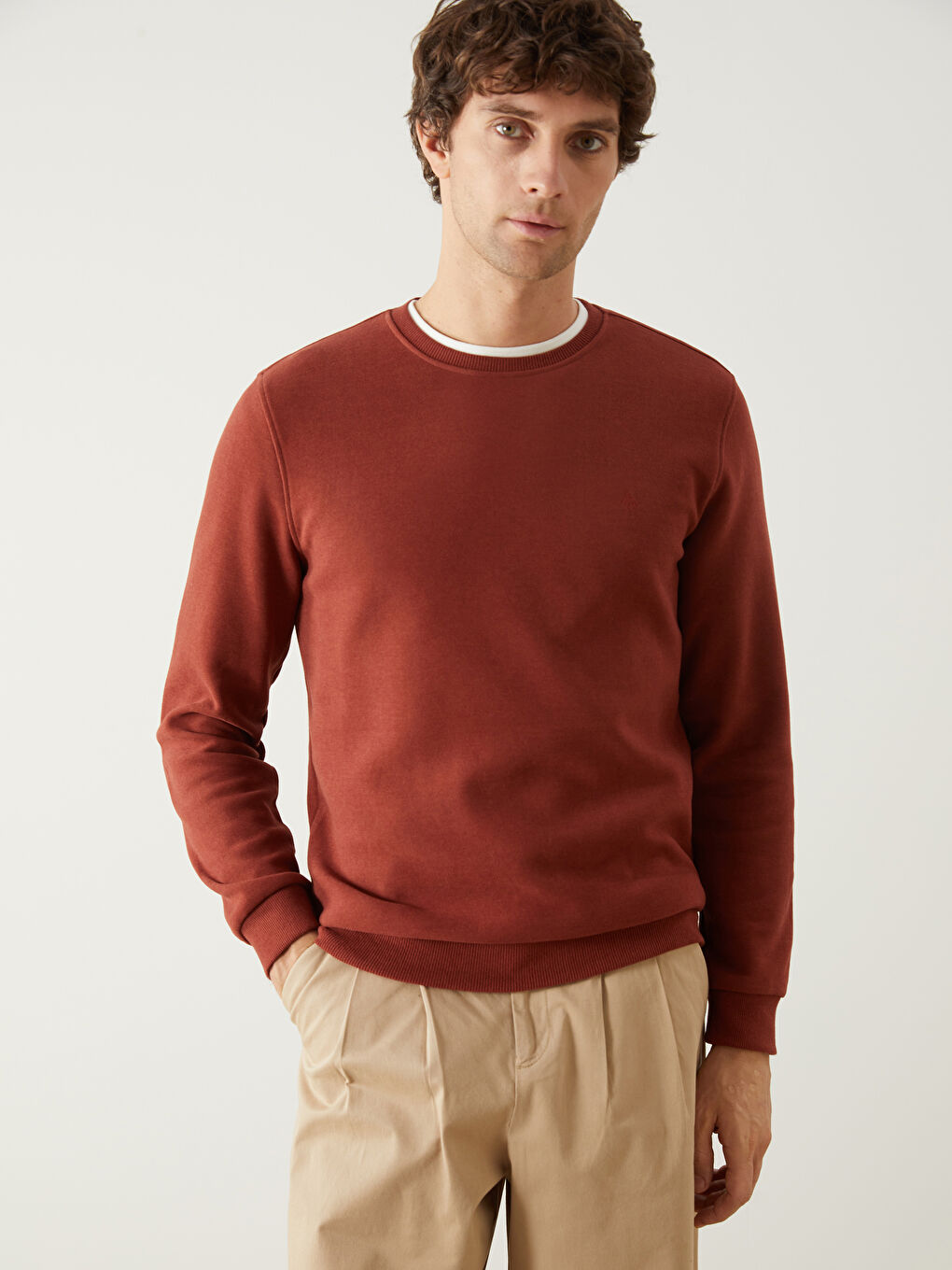 Crew Neck Long Sleeve Men's Sweatshirt -W4M290Z8-EEB