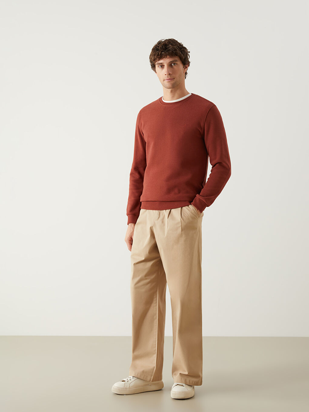 Crew Neck Long Sleeve Men's Sweatshirt -W4M290Z8-EEB