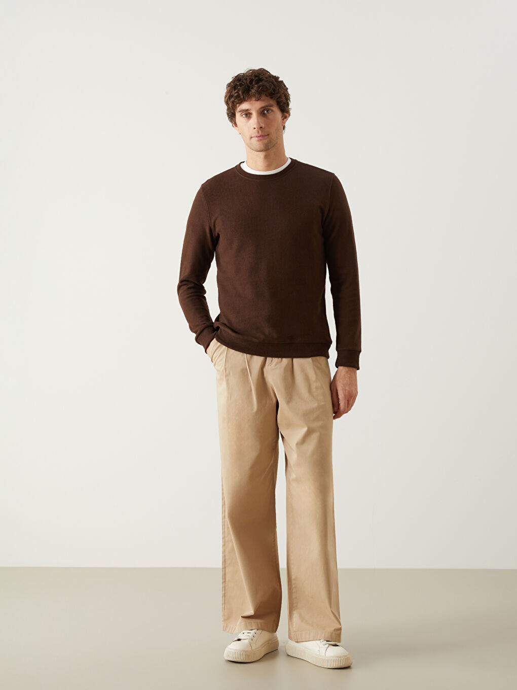 Crew Neck Long Sleeve Men's Sweatshirt -W4M290Z8-J0V