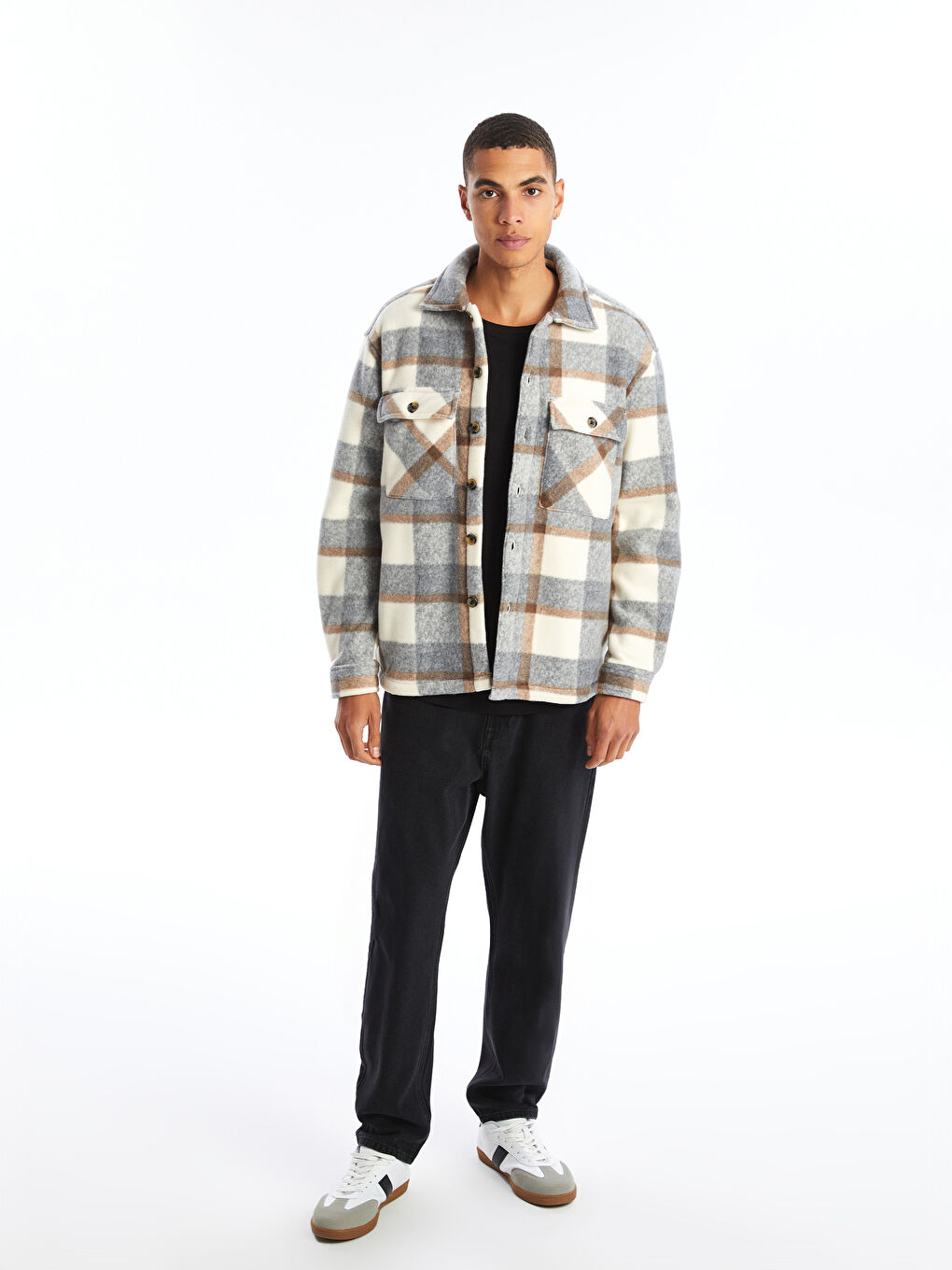 Relaxed Fit Long Sleeve Plaid Men's Lumberjack Shirt Jacket-3