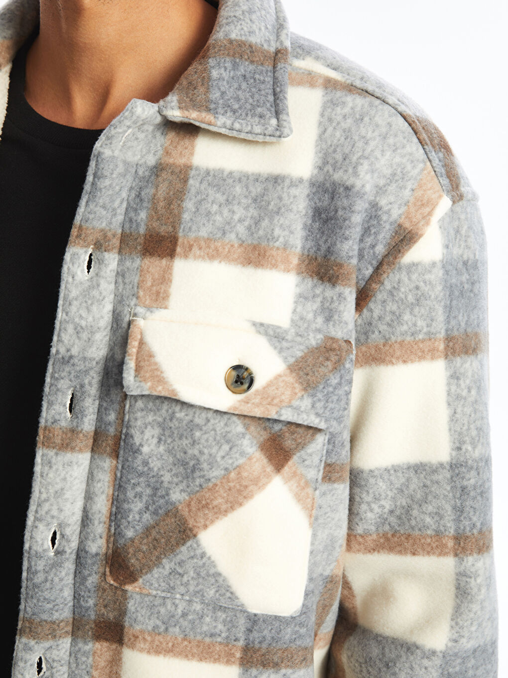 Relaxed Fit Long Sleeve Plaid Men's Lumberjack Shirt Jacket-5