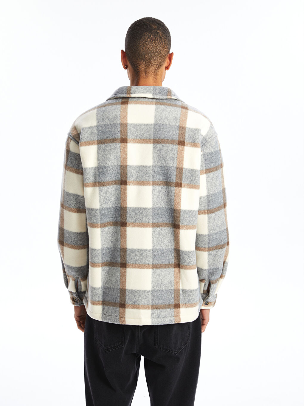 Relaxed Fit Long Sleeve Plaid Men's Lumberjack Shirt Jacket-9