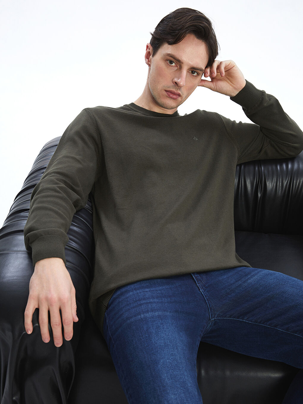 Haki Bisiklet Yaka Erkek Triko Kazak