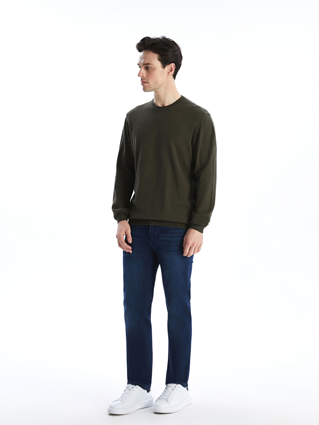 Haki Bisiklet Yaka Erkek Triko Kazak-1