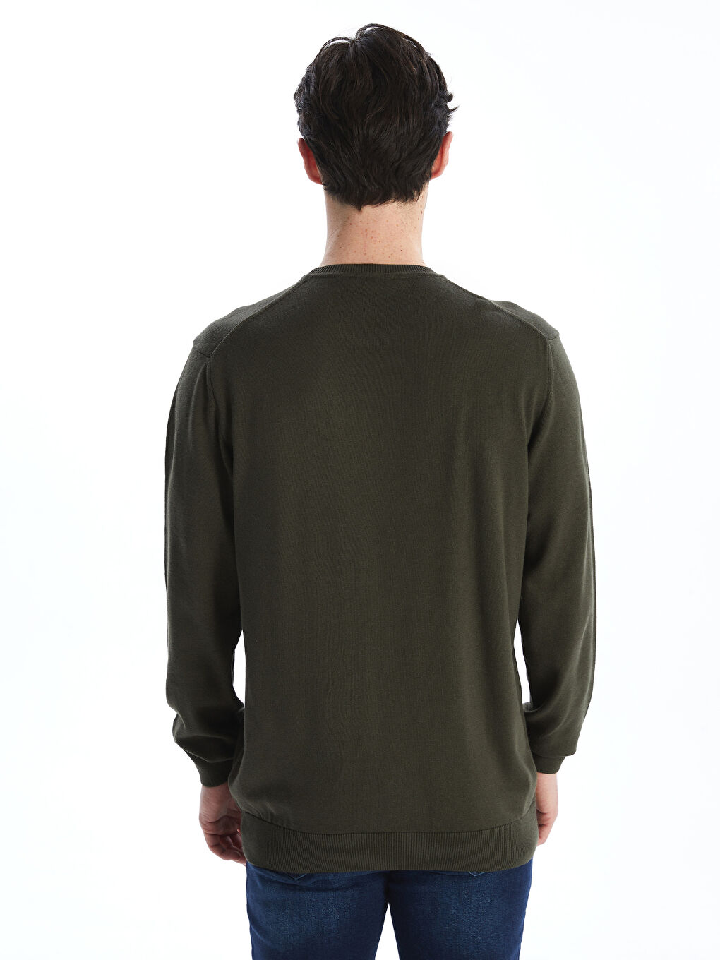 Haki Bisiklet Yaka Erkek Triko Kazak-3