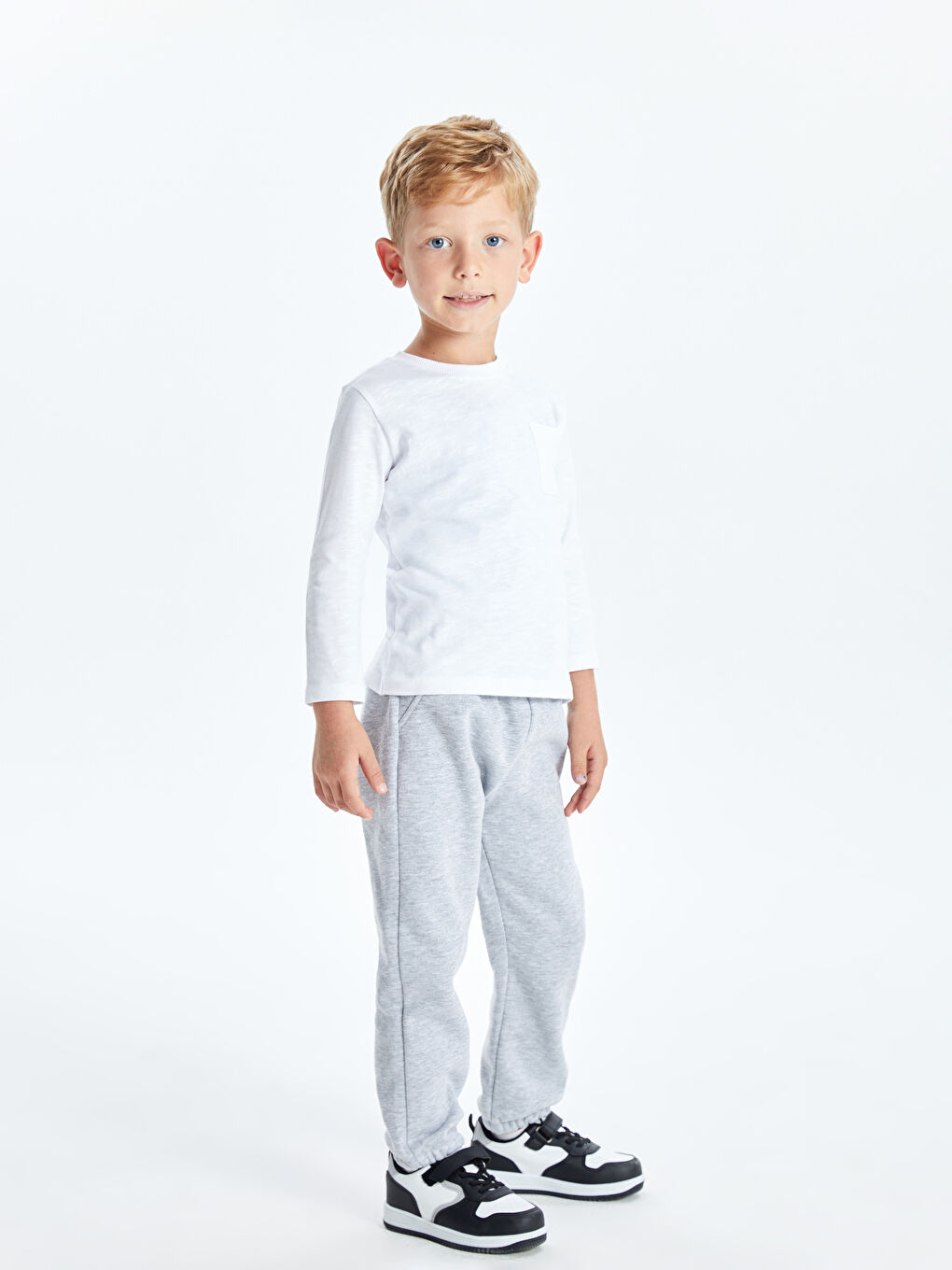 Elasticated Waist Basic Thick Boys' Jogger Sweatpants-1