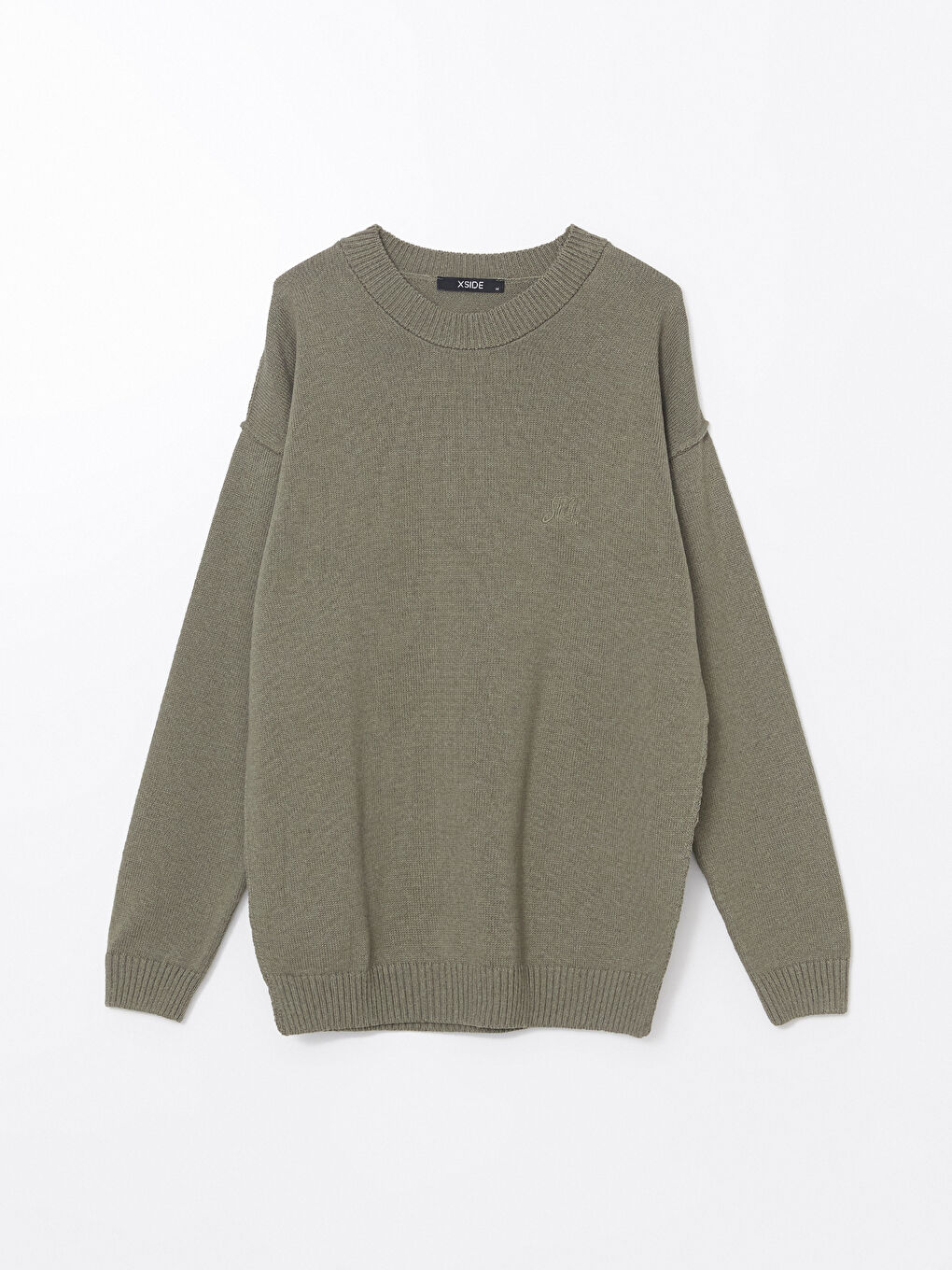 Yeşil Bisiklet Yaka Erkek Triko Kazak-4