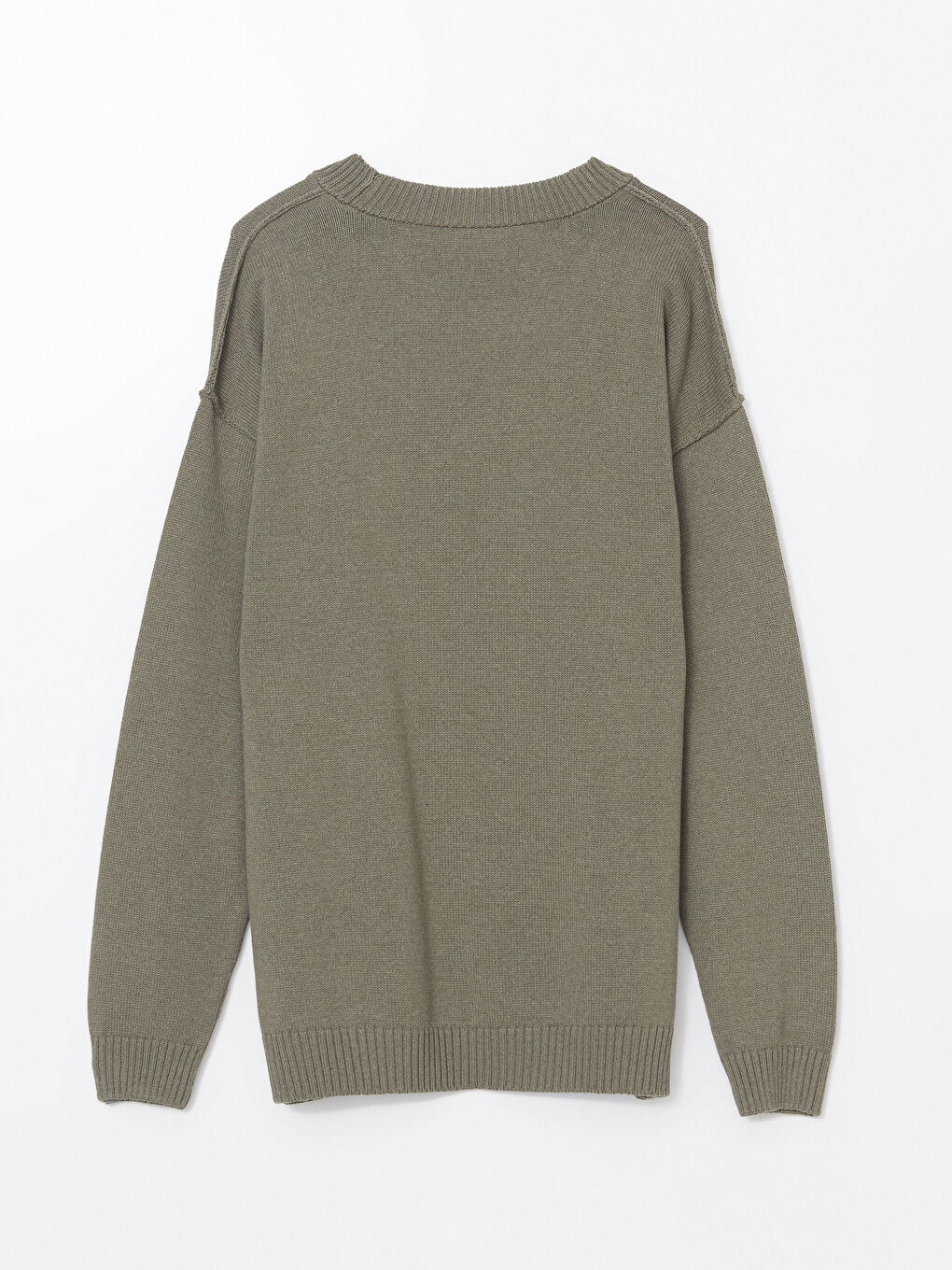 Yeşil Bisiklet Yaka Erkek Triko Kazak-5