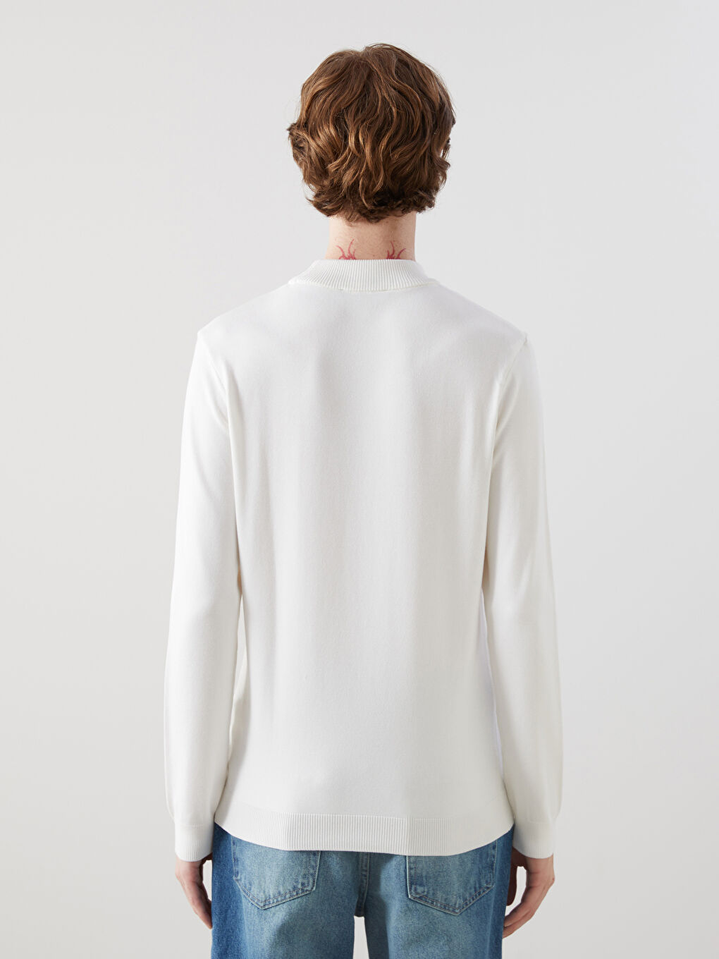 Half Turtleneck Long Sleeve Men's Tricot Sweater -W4M320Z8-FDU